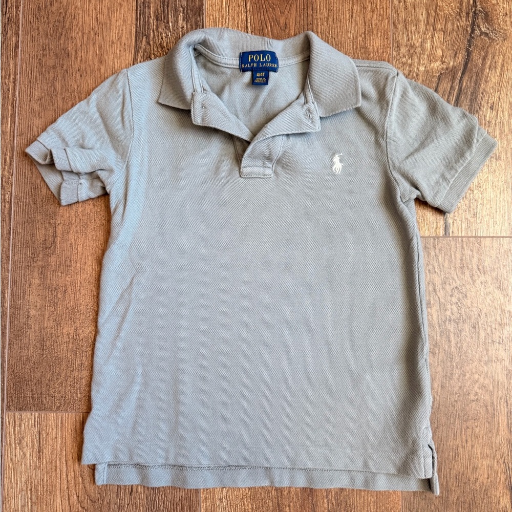 Boys' Gray Polo with Mint & Light Blue Mix - Picture 5 of 6